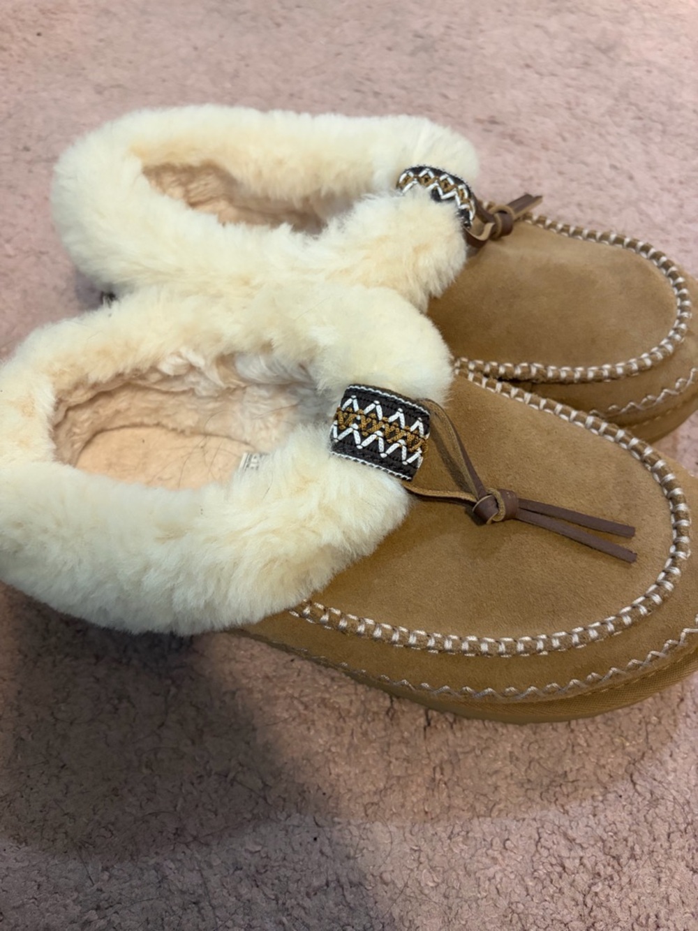 UGG Chestnut/Tan Sheepskin Lined Moccasin Slippers